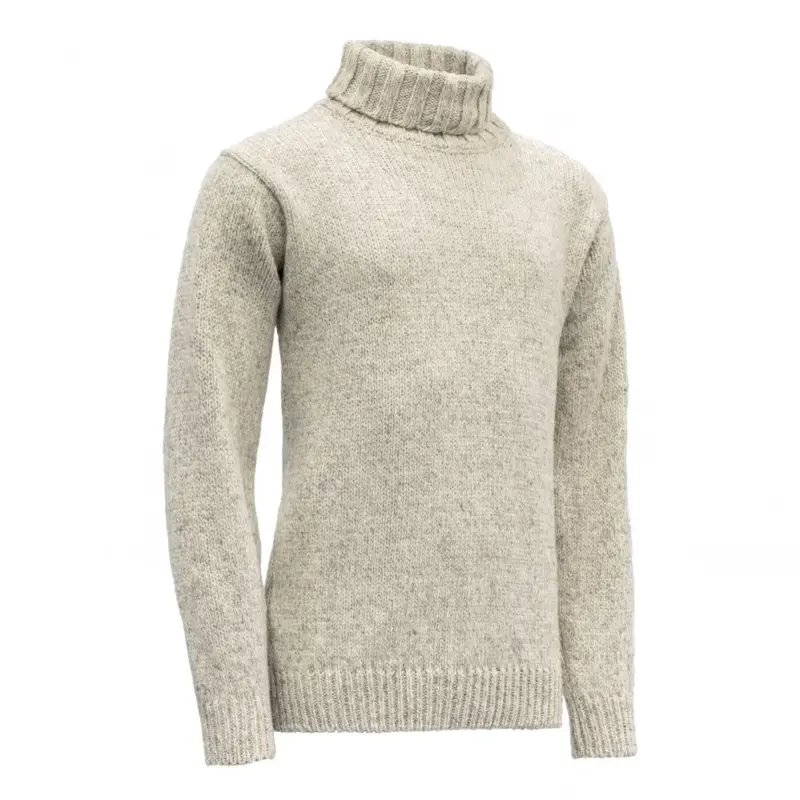 Dokud Zásoby Vydrží Unisex turistický svetr Devold Nansen Wool High Neck Grey Melange S