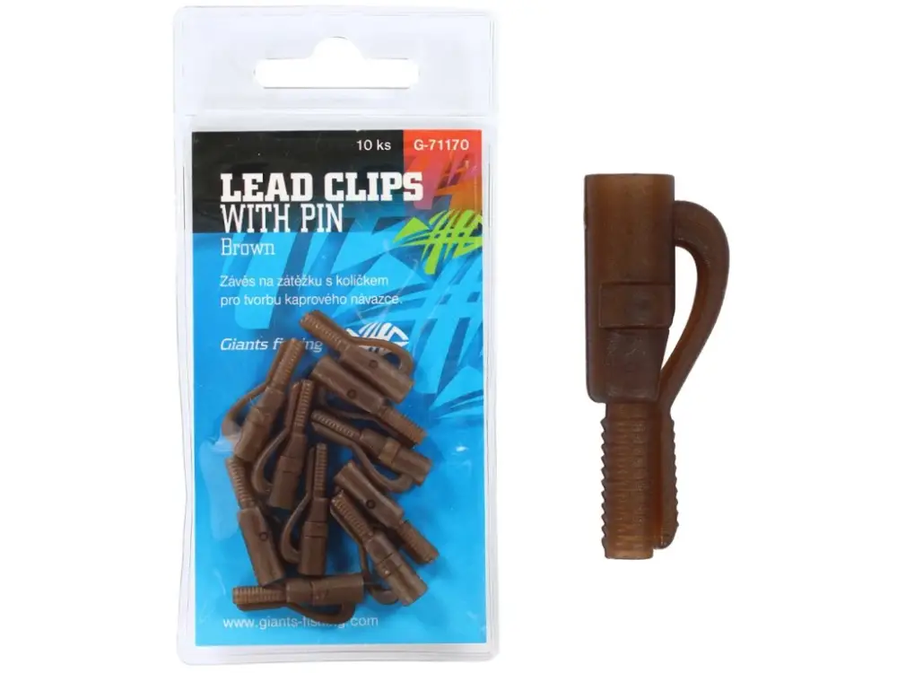 Giants fishing Závěs na boční olovo Lead Clip with Pin Brown/10ks Odeslání Ihned