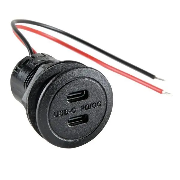 Cenová Bomba Zapuštěná zásuvka Pro Car 2 x USB-C 12/24 V DC s měničem napětí